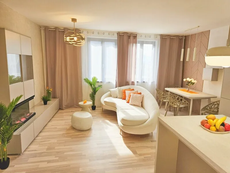 Zrekonstruovaný byt 2+kk – obývací pokoj s kuchyní